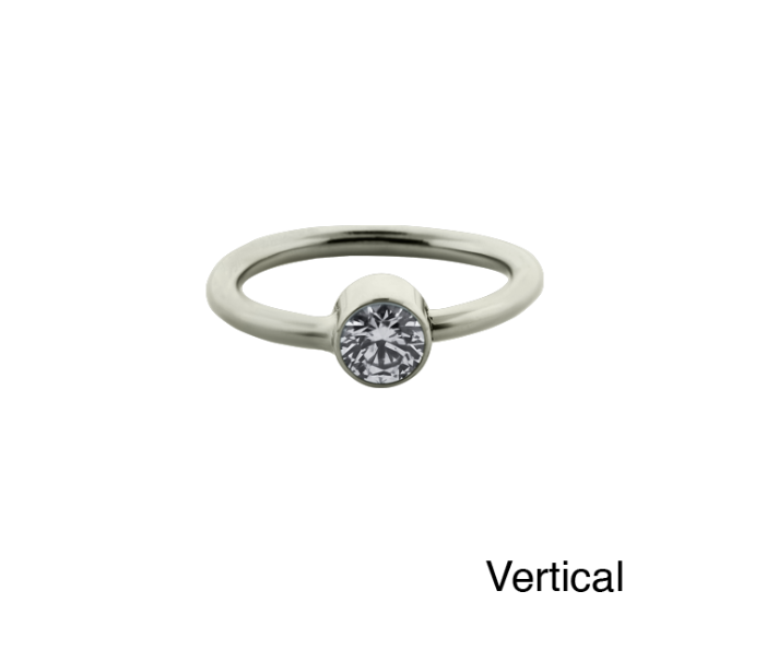 20 + 18 Gauge Titanium Fixed Gem Ring Vertical Orientation Elegance